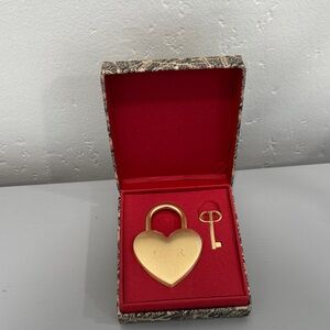 Dior Gold Heart Lock and Key Set